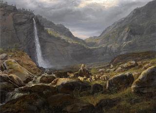 View of the Feigumfoss in Lysterfjord