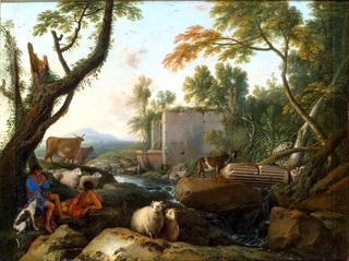 Landscape with a Shepherd Playing Flute
