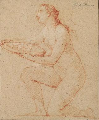 Study of a Female Nude Offering a Platter of Fruit