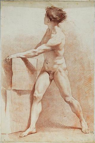 Naked Man with his Hands on a Pedestal