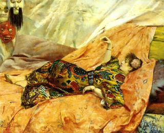 Portrait of Sarah Bernhardt, Reclining in a Chinese Style Interior
