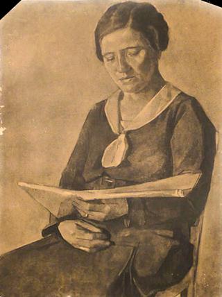 Etude de femme lisant un journal