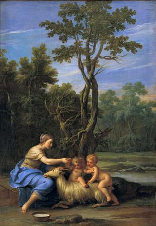 Pastoral Scene with a Maiden Offering Cherries to a Child