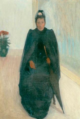 A Sitting Woman with Umbrella