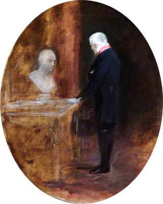 The First Duke of Wellington Looking at a Bust of Napoleon