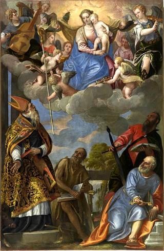 圣母子出现在圣安东尼、隐士保罗、保罗和彼得面前