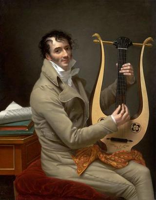 吉恩·多米尼克·法布里·加拉特的肖像画，配以阿纳克里特七弦琴