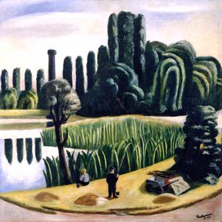 Landscape with Lake and Poplars