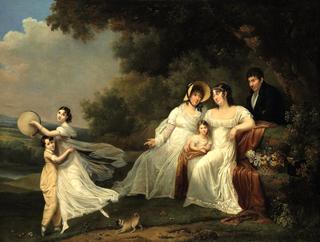 A family portrait in a river landscape