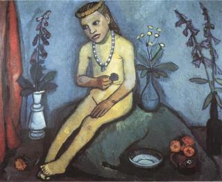 Sitting Girl with a Flower