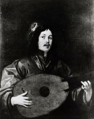 Young man playing a lute