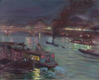 Night view of the Seine river