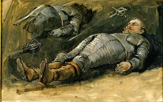 Study for the king in The Corpse of Gustav II Adolf of Sweden being carried on board in the Wolgast