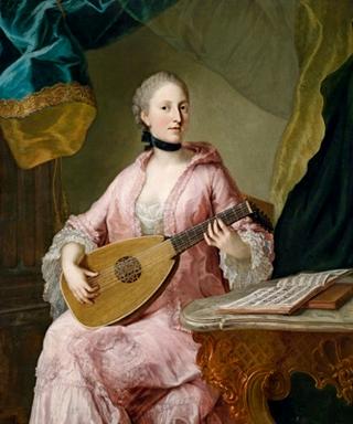 Portrait of woman with lute