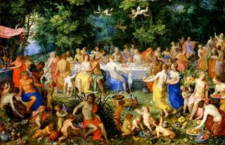 忒提斯和珀尔修斯与阿波罗的婚礼，缪斯女神的音乐会，或诸神的盛宴