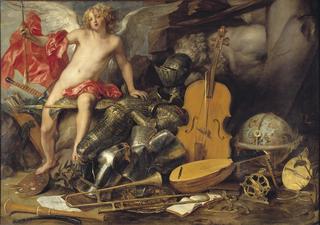 Amor Triumphant among Emblems of Art, Science, and War
