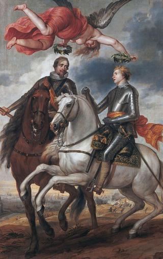 Frederik Hendrik and Maurits as Generals, the Battle of Flanders in the Distance