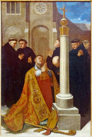圣兰伯特在斯塔维洛特修道院十字架下祈祷