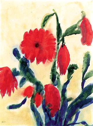 Cacti with Red Flowers