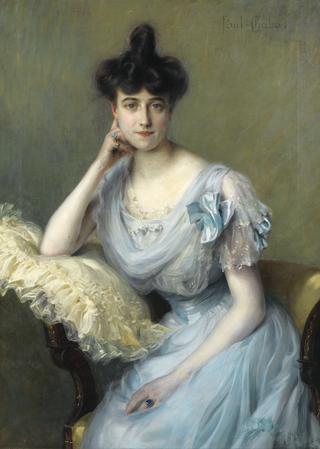 Portrait of a Young Woman in a Blue Dress