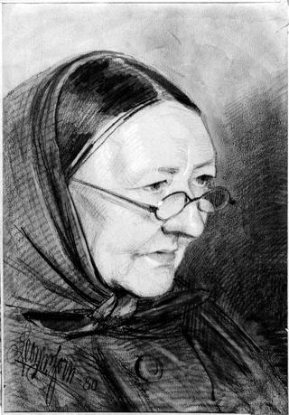 Old Woman with Glasses and Kerchief