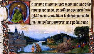 Baptism of Christ (detail of a page in the 'Heures de Turin')