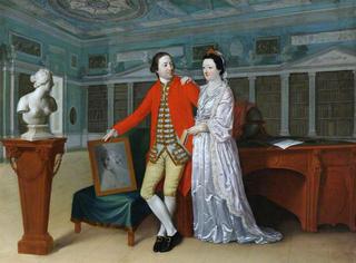 罗兰·温爵士和他的妻子萨宾·路易斯·德赫瓦特在诺塞尔修道院的图书馆