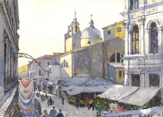 Market Place By a Church