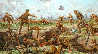 第一次世界大战（索姆河战役）中，军队越过山顶