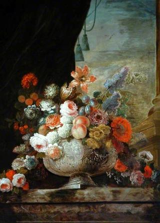 Flowers in a Silver Vase