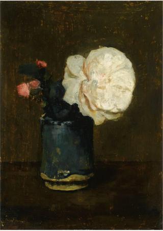 Still Life with Roses in a Green Vase