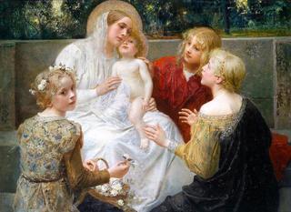 Madonna with Jesus Surrounded by Children