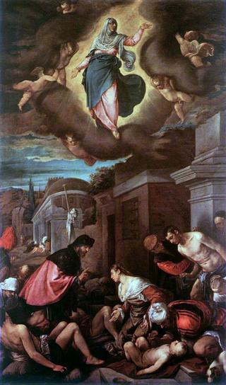 圣罗什在瘟疫受害者和圣母玛利亚的荣耀中