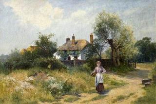 Landscape with a Cottage and a Woman