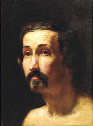 Head of a man with a moustache