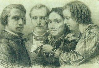 Portrait of Lourens Alma Tadema, his mother, his brother Jelte and his sister Artje