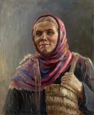 Portrait of a Woman in Red Shawl