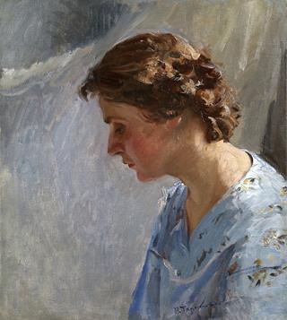 Portrait of a Woman in Blue Dress