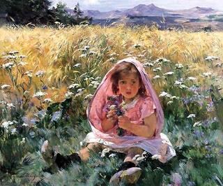 Young Girl with Wildflowers