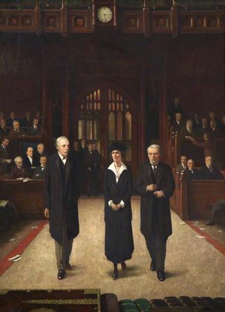 劳埃德·乔治在就座时介绍阿斯特夫人到下议院