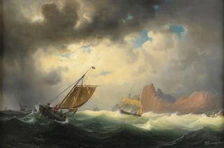 Ship in stormy sea