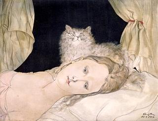 Bust of a Reclining Woman with Cat
