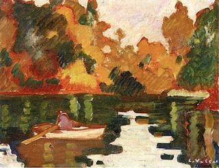 Boat on a Lake in the Bois de Boulogne, Autumn