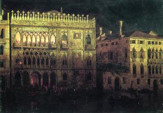 月光下的金色宫殿，威尼斯