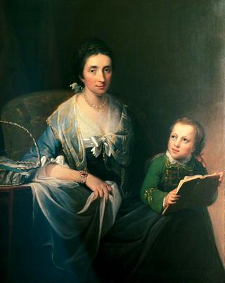 莎拉·沃恩，née Hallowell和她的儿子理查德·沃恩