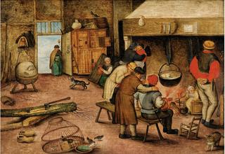 Peasants Warming Themselves Beside a Hearth