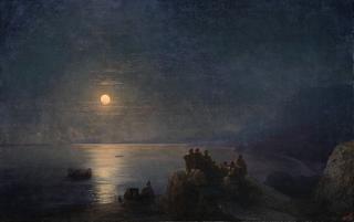 月夜海边古希腊诗人