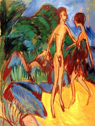 Nude Youth and Girl on the Beach