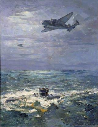 A U-Boat Surrenders to a Hudson Aircraft