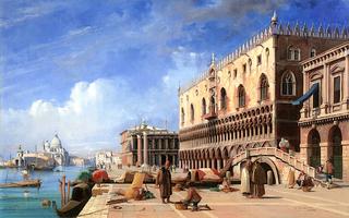 The Riva degli Schiavoni with the Doge's Palace, the Piazetta and Santa Maria della Salute, Venice